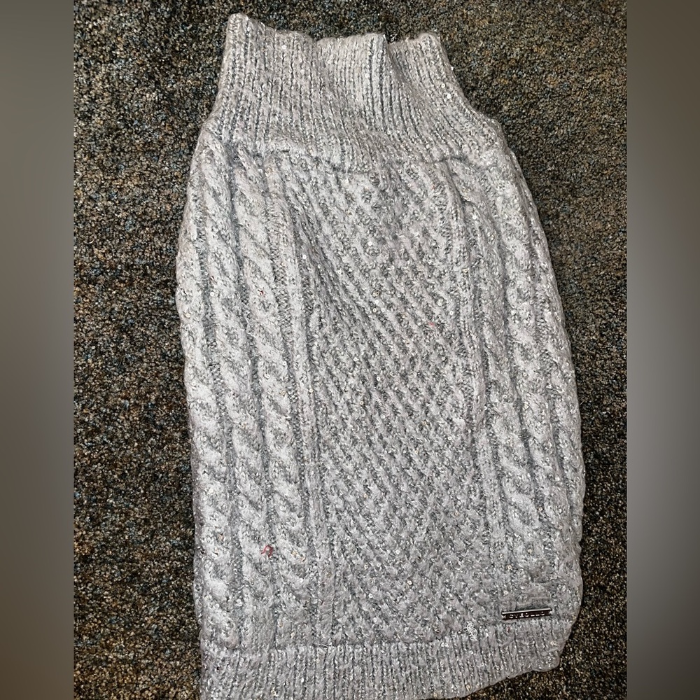 Sequin Gray Size Large Dog Sweater